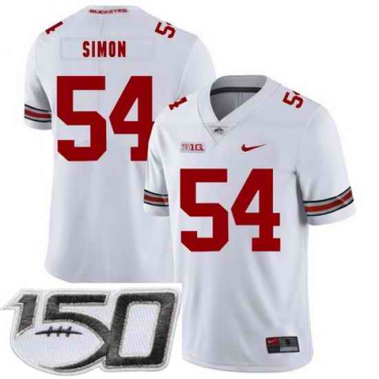 Ohio State Buckeyes 54 John Simon White Nike College Football Stitched 150th Anniversary Patch Jersey